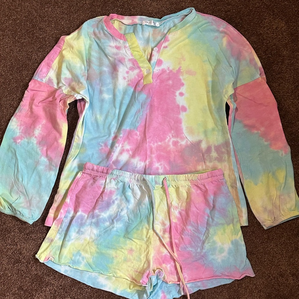 Colorful Tie-Dye Women's Pajama Set